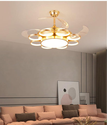 Golden Rings Ceiling Fan Chandelier