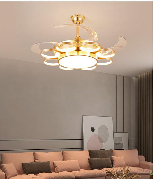 Golden Rings Ceiling Fan Chandelier