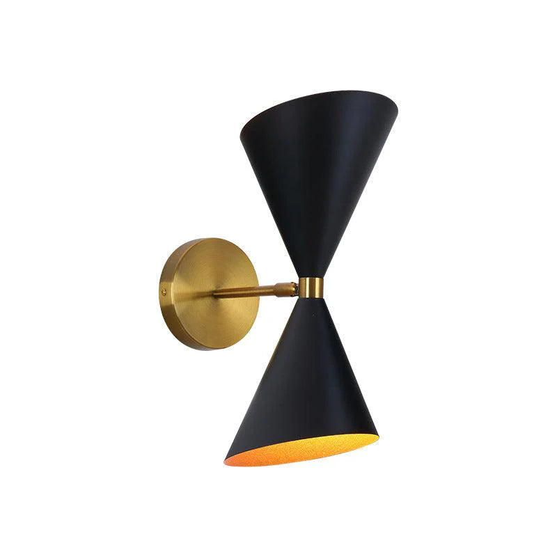 Double Cone Black & Gold Wall Light – Modern Mid-Century Style