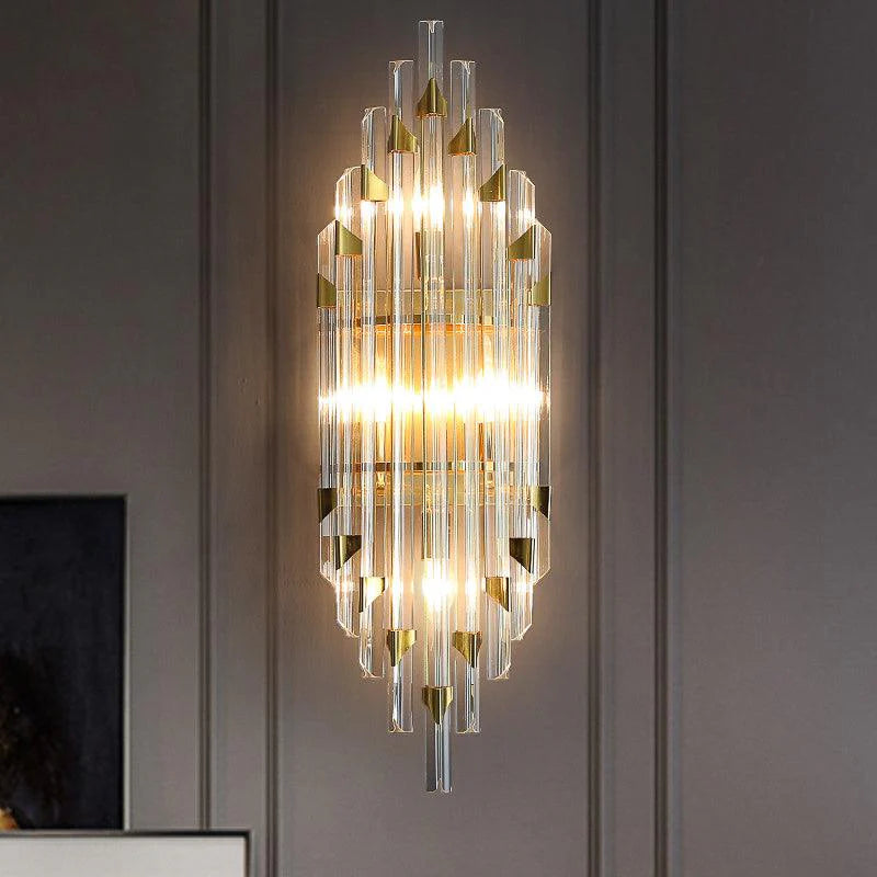 Luxury Gold Crystal Glass Wall Light