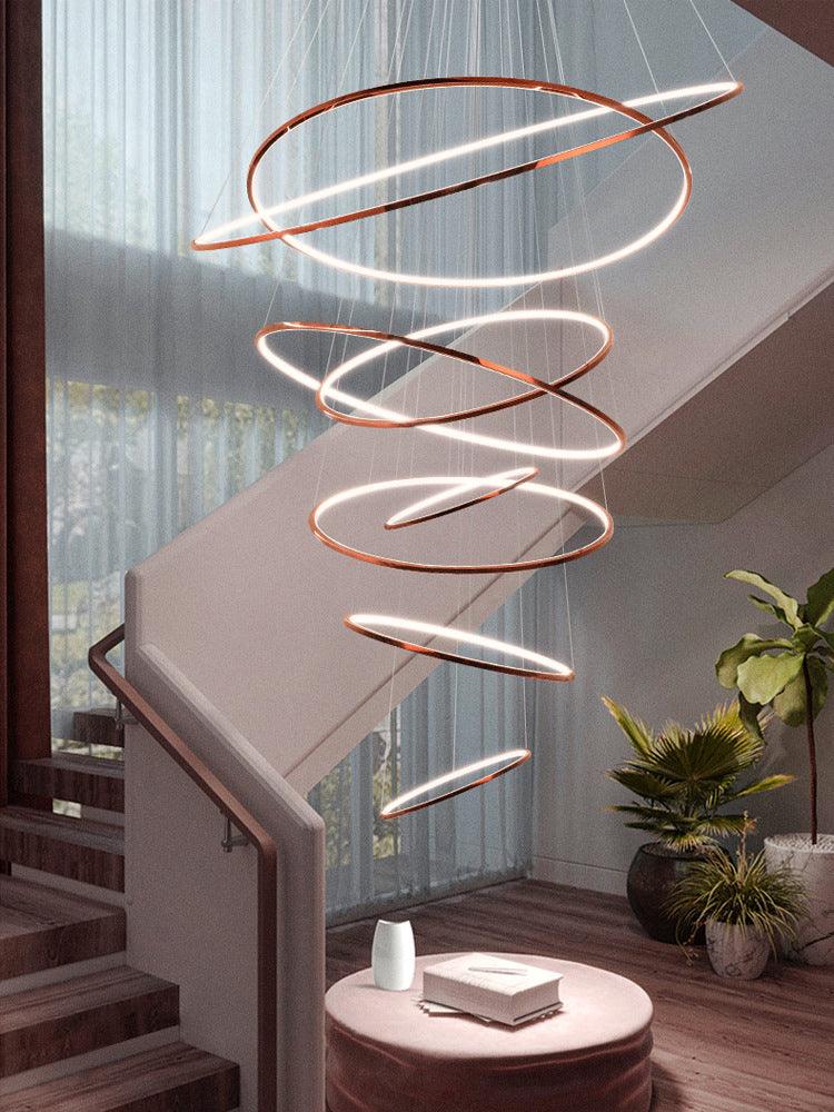 10 RINGS ROSE GOLD LED CHANDELIER