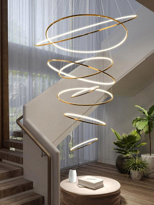 10 RINGS GOLD BODY LED CHANDELIER