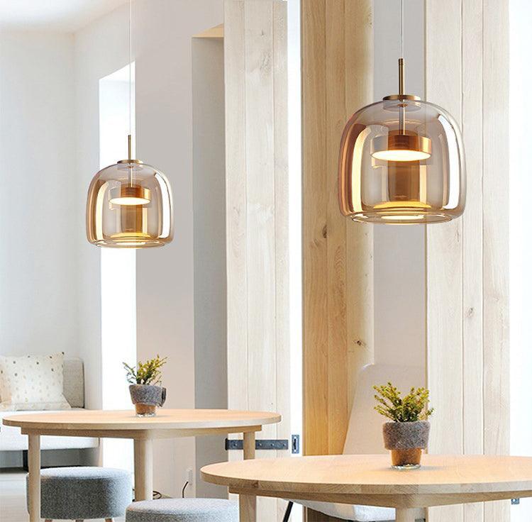 AmberGlow Pendant Light – Modern Amber Glass Dining Fixture
