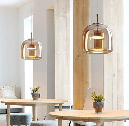 AmberGlow Pendant Light – Modern Amber Glass Dining Fixture