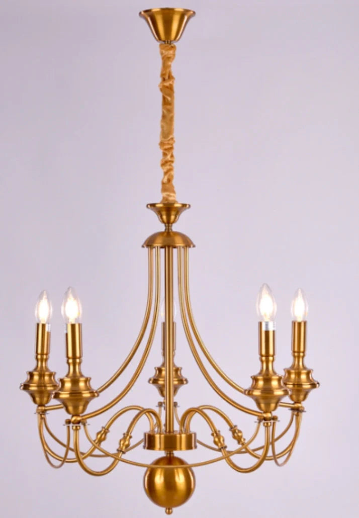 6 Light Gold Metal Italian Chandelier