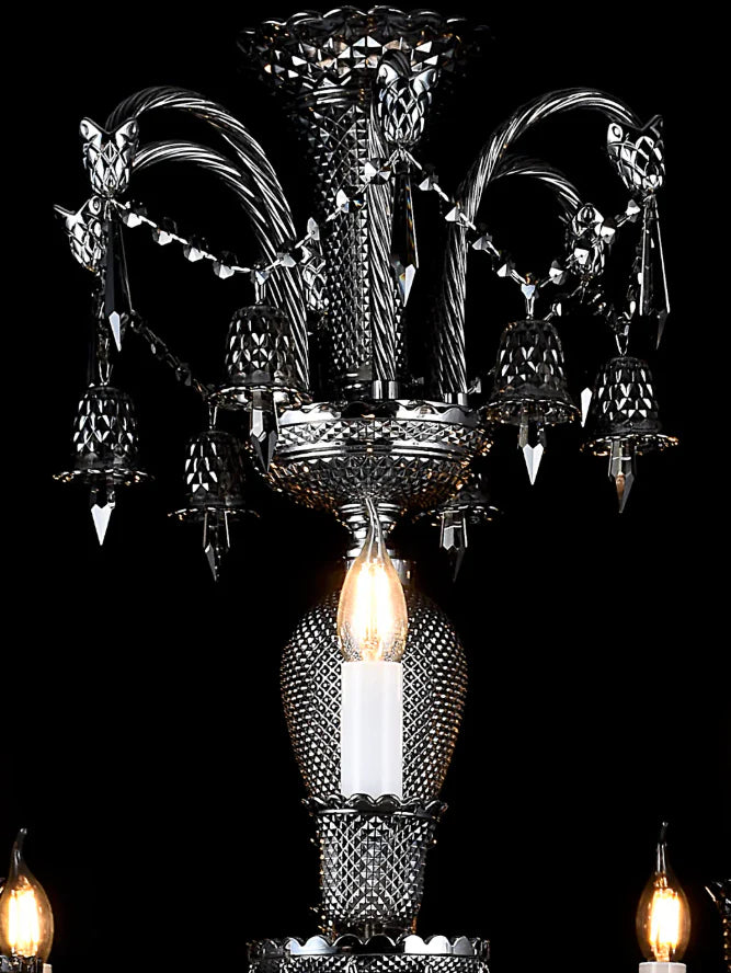 12 LIGHT Black GLASS CHANDELIER