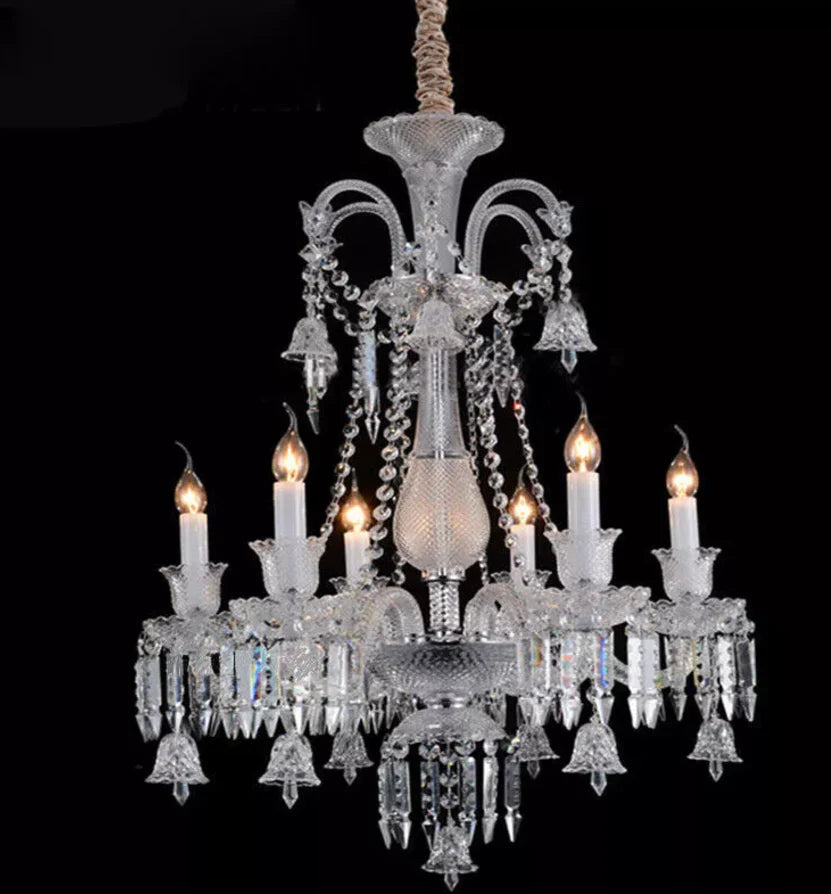 6-Light White Glass Chandelier