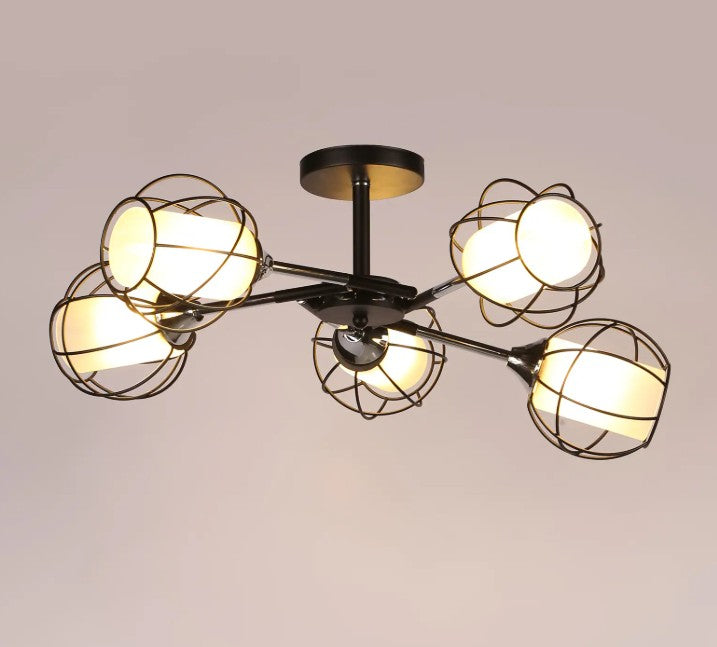 Majestic Black Glass Shaded Chandelier 5 lights