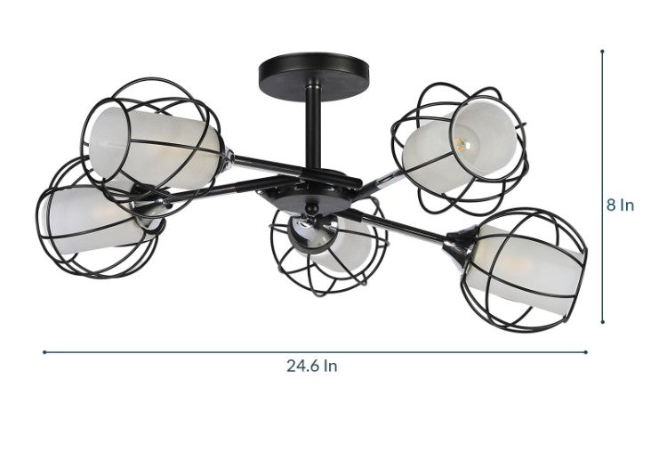 Majestic Black Glass Shaded Chandelier 5 lights