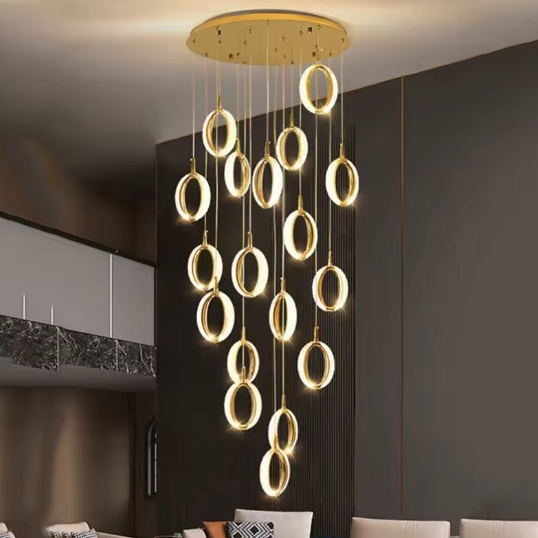 RING DOUBLE HEIGHT CHANDELIER 22-LIGHT
