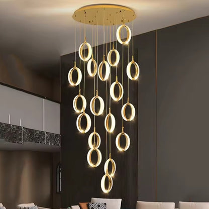 RING DOUBLE HEIGHT CHANDELIER 22-LIGHT