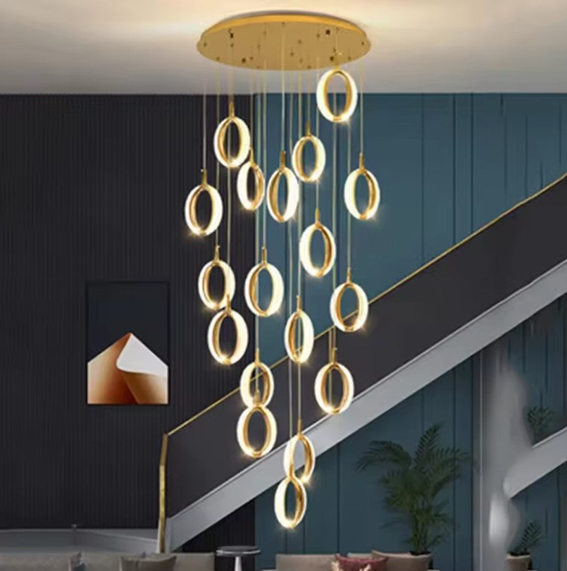 RING DOUBLE HEIGHT CHANDELIER 22-LIGHT