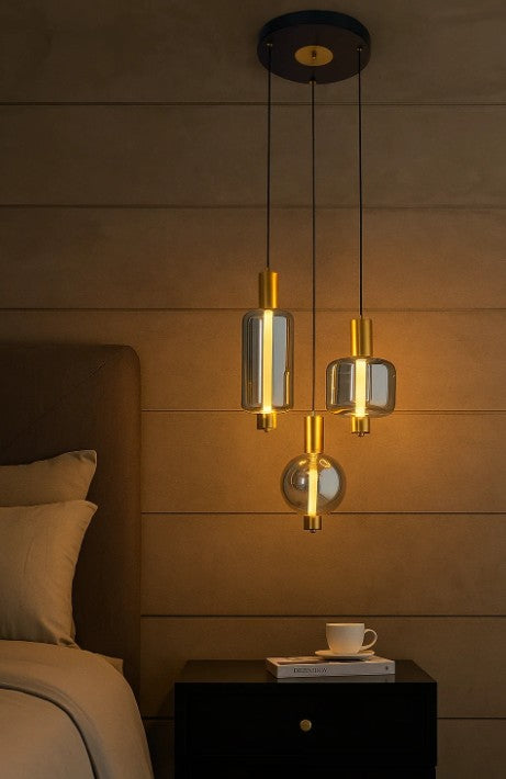 3 Light Smoke Glass Pendant Light