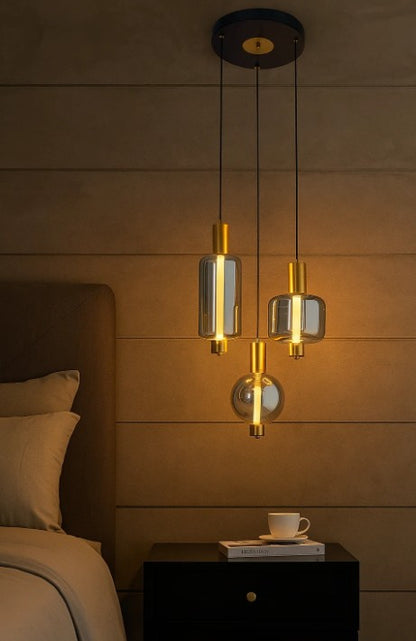 3 Light Smoke Glass Pendant Light