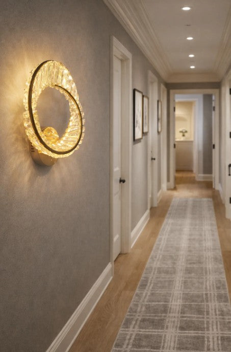 Wave Gold Crystal Wall Lamp