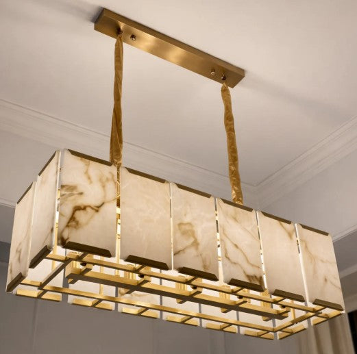 Imitated Marble Rectangular Chandelier