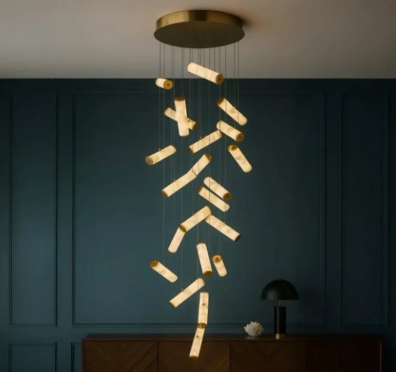 22 Lights Led Stone Double Height Chandelier