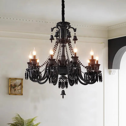 8 LIGHT Black GLASS ITALIAN CHANDELIER LIGHT FOR DINING HALL