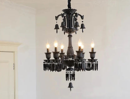 8 LIGHT Black GLASS ITALIAN CHANDELIER LIGHT FOR DINING HALL