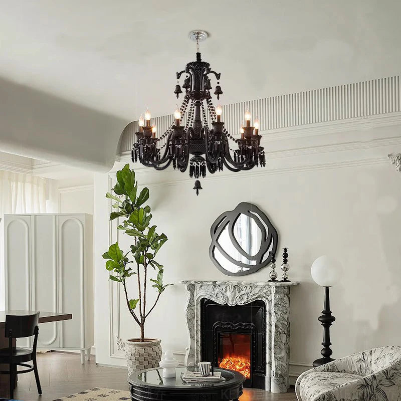 8 LIGHT Black GLASS ITALIAN CHANDELIER LIGHT FOR DINING HALL