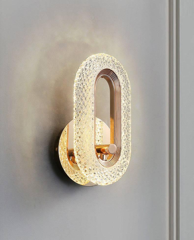 Led Gold Crystal Oval Golden Metal Wall Light - Warm White