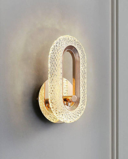 Led Gold Crystal Oval Golden Metal Wall Light - Warm White