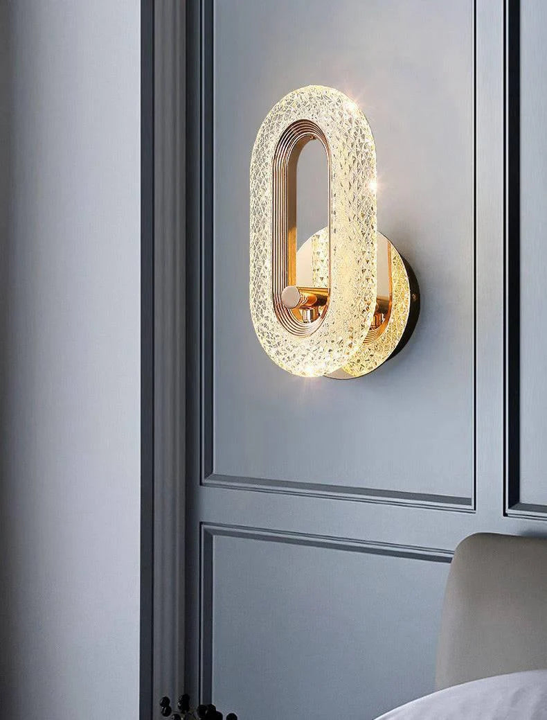 Led Gold Crystal Oval Golden Metal Wall Light - Warm White