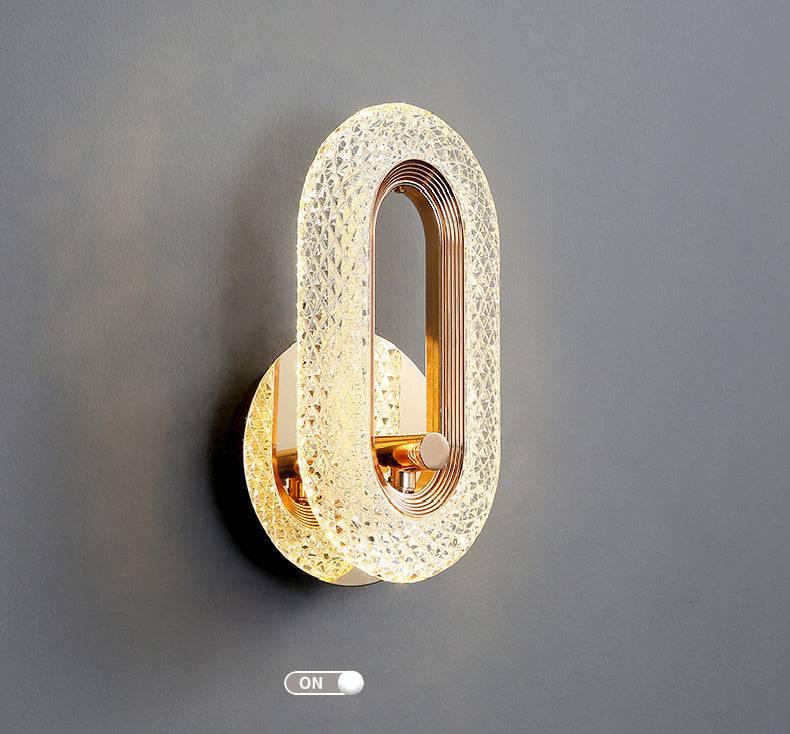 Led Gold Crystal Oval Golden Metal Wall Light - Warm White