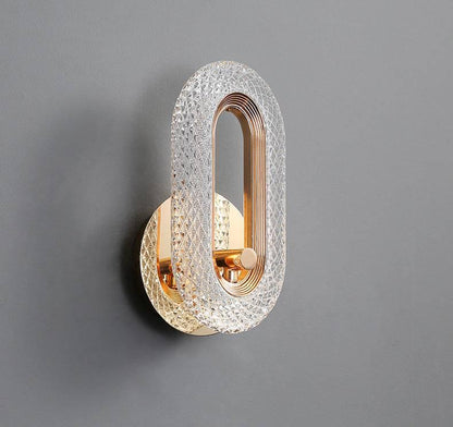 Led Gold Crystal Oval Golden Metal Wall Light - Warm White