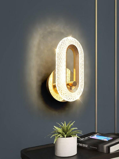 Led Gold Crystal Oval Golden Metal Wall Light - Warm White