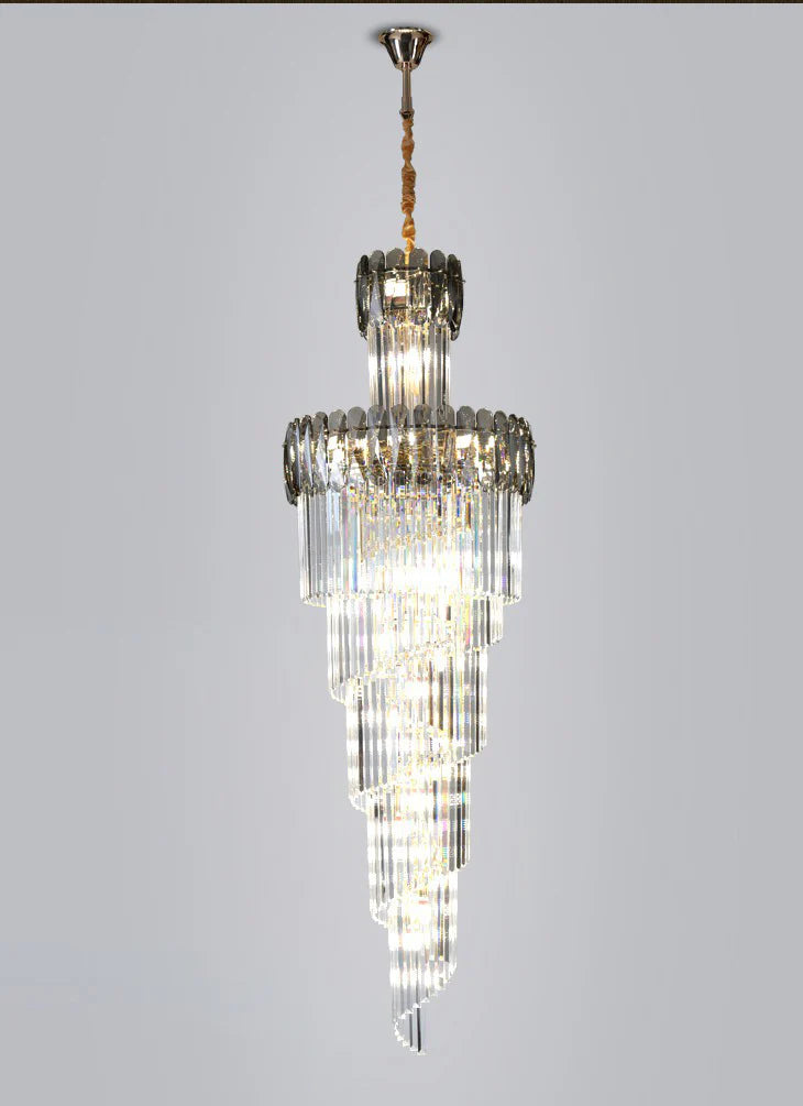 Modern Double Height Stair Chandelier – 2200x750MM K9 Crystal