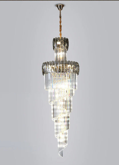 Modern Double Height Stair Chandelier – 2200x750MM K9 Crystal