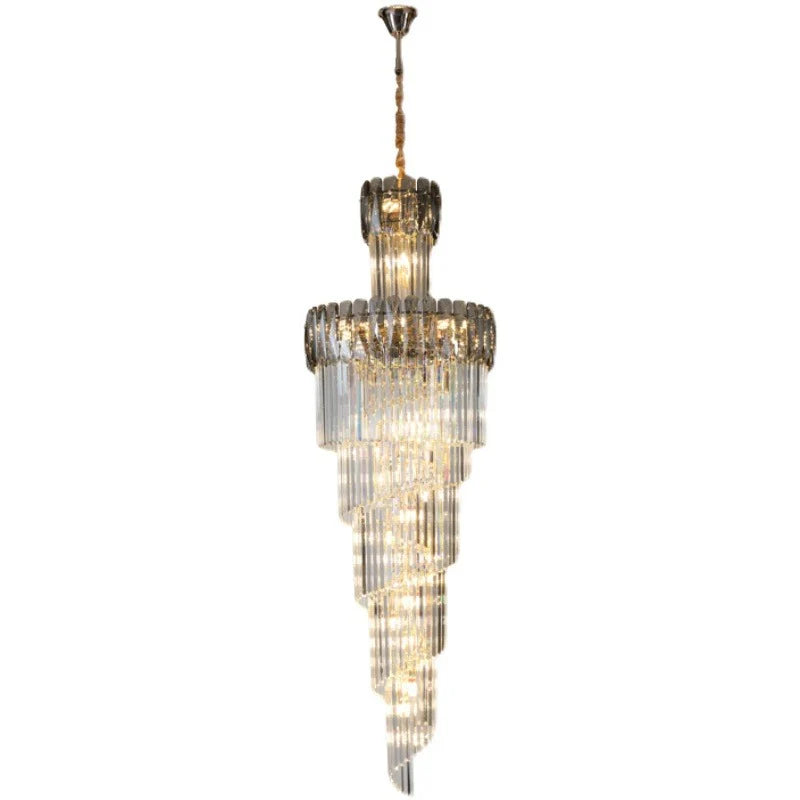 Modern Double Height Stair Chandelier – 2200x750MM K9 Crystal