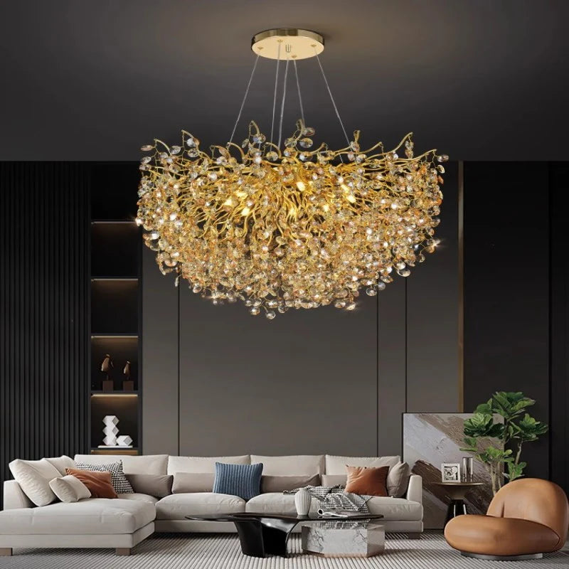 Modern Gold Crystal Tree Design Chandelier