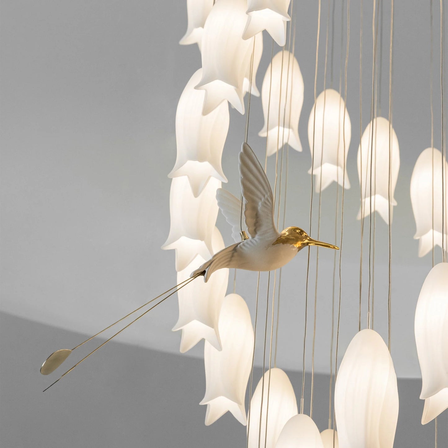 Double Spiral Bird Cage DOUBLE HEIGHT STAIR CHANDELIER