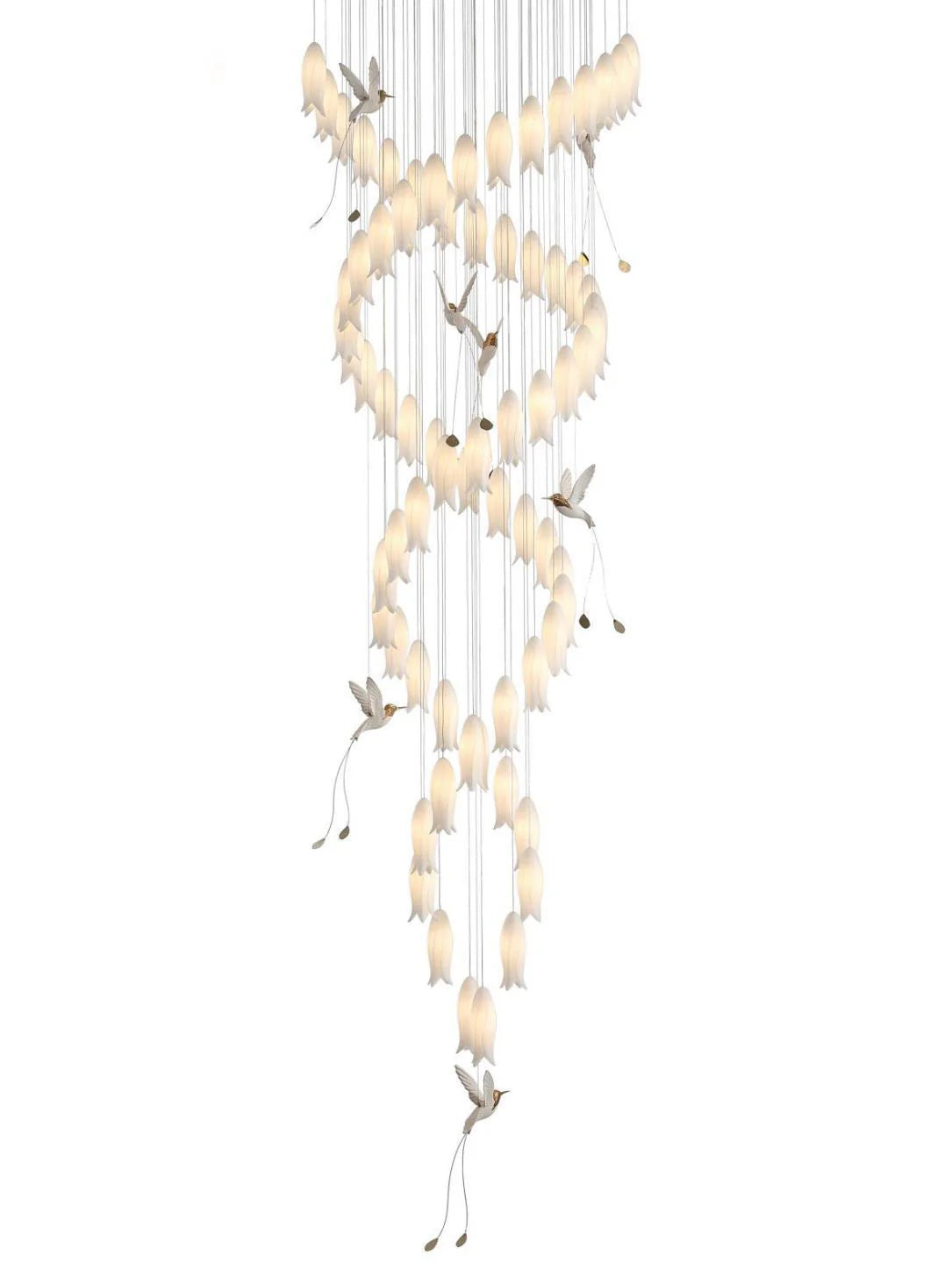 Double Spiral Bird Cage DOUBLE HEIGHT STAIR CHANDELIER