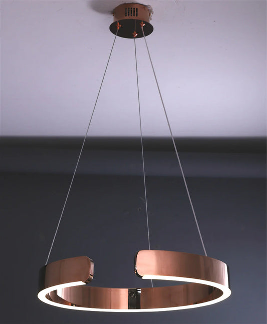 Modern 600MM LED Ring Chandelier – Copper Rose Gold Metallic Finish