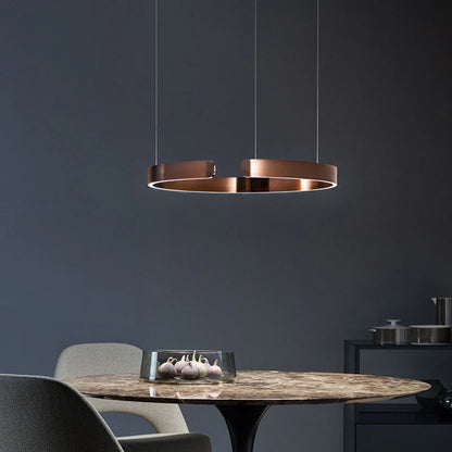 Modern 600MM LED Ring Chandelier – Copper Rose Gold Metallic Finish
