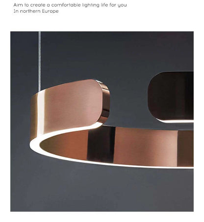 Modern 600MM LED Ring Chandelier – Copper Rose Gold Metallic Finish