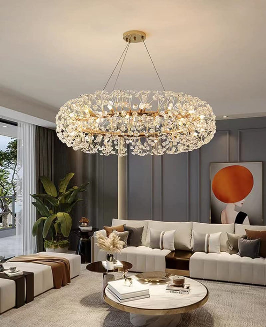 800MM Crystal Glass LED Chandelier – Modern Warm White Light