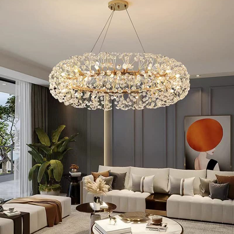Crystal LED Chandelier – Modern Warm White Light 80 CM