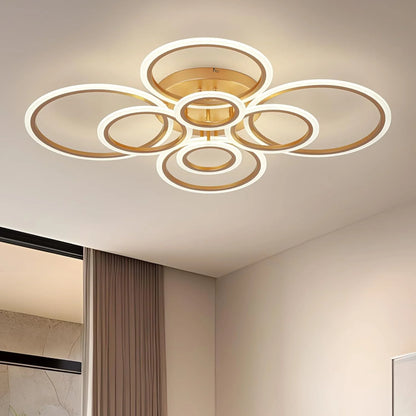 Elegant Gold 8-Light LED Chandelier – Ring Design for Dining & Living Room