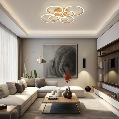 Elegant Gold 8-Light LED Chandelier – Ring Design for Dining & Living Room