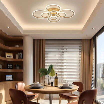 Elegant Gold 8-Light LED Chandelier – Ring Design for Dining & Living Room