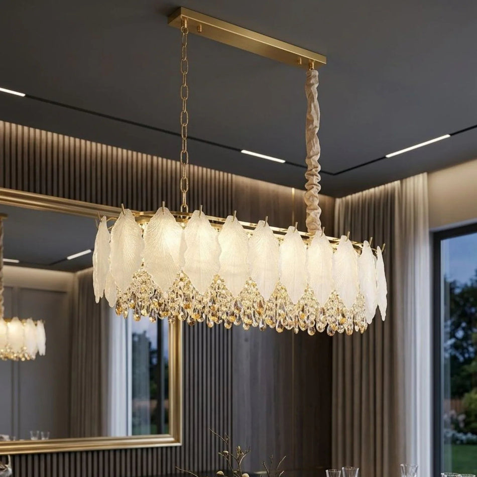 Stello Luxury 80 CM Tricolour Leaf Crystal Dining Chandelier