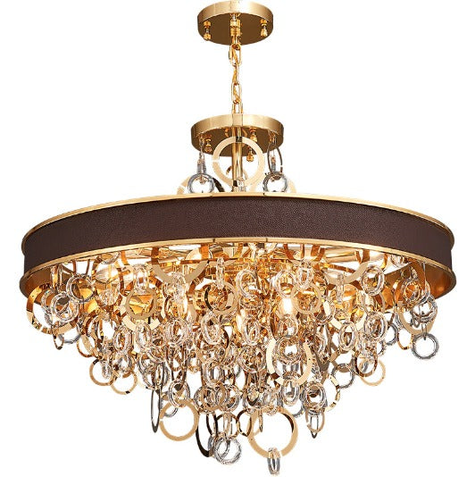 GILT METAL & CRYSTAL CHANDELIER - LARGE