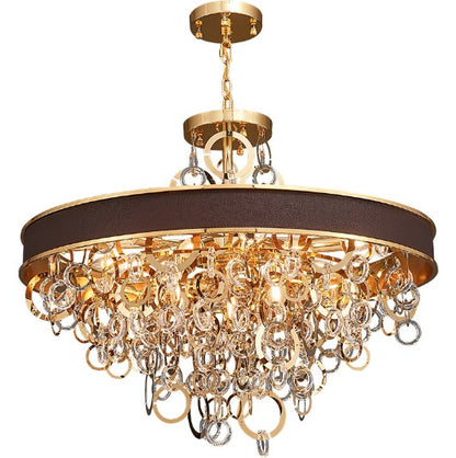 GILT METAL & CRYSTAL CHANDELIER - LARGE