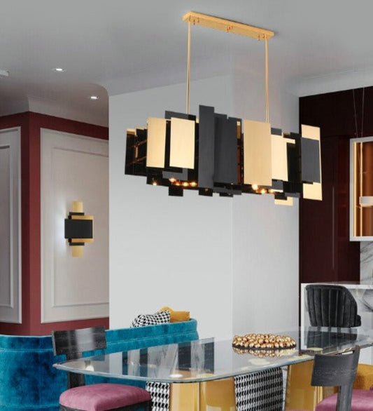 BLACK & GOLD MODERN LINEAR CHANDELIER