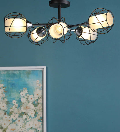 Majestic Black Glass Shaded Chandelier 5 lights