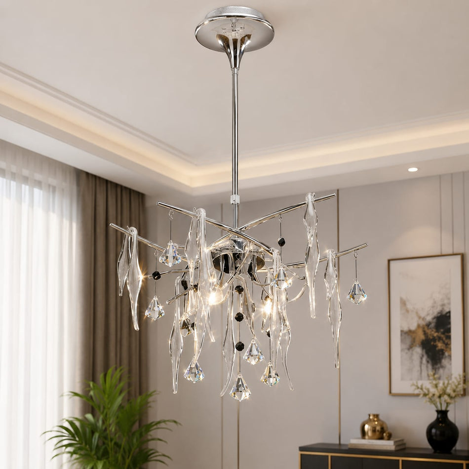 Diyas IL50411 Cygnet Ceiling 10 Light Polished Chrome/White Glass/Crystal